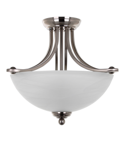 Impex Texas 2 Light Semi Flush Ceiling Light, White Alabaster, White Alabaster