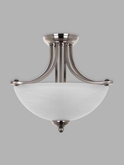 Impex Texas 2 Light Semi Flush Ceiling Light, White Alabaster - view 2, White Alabaster