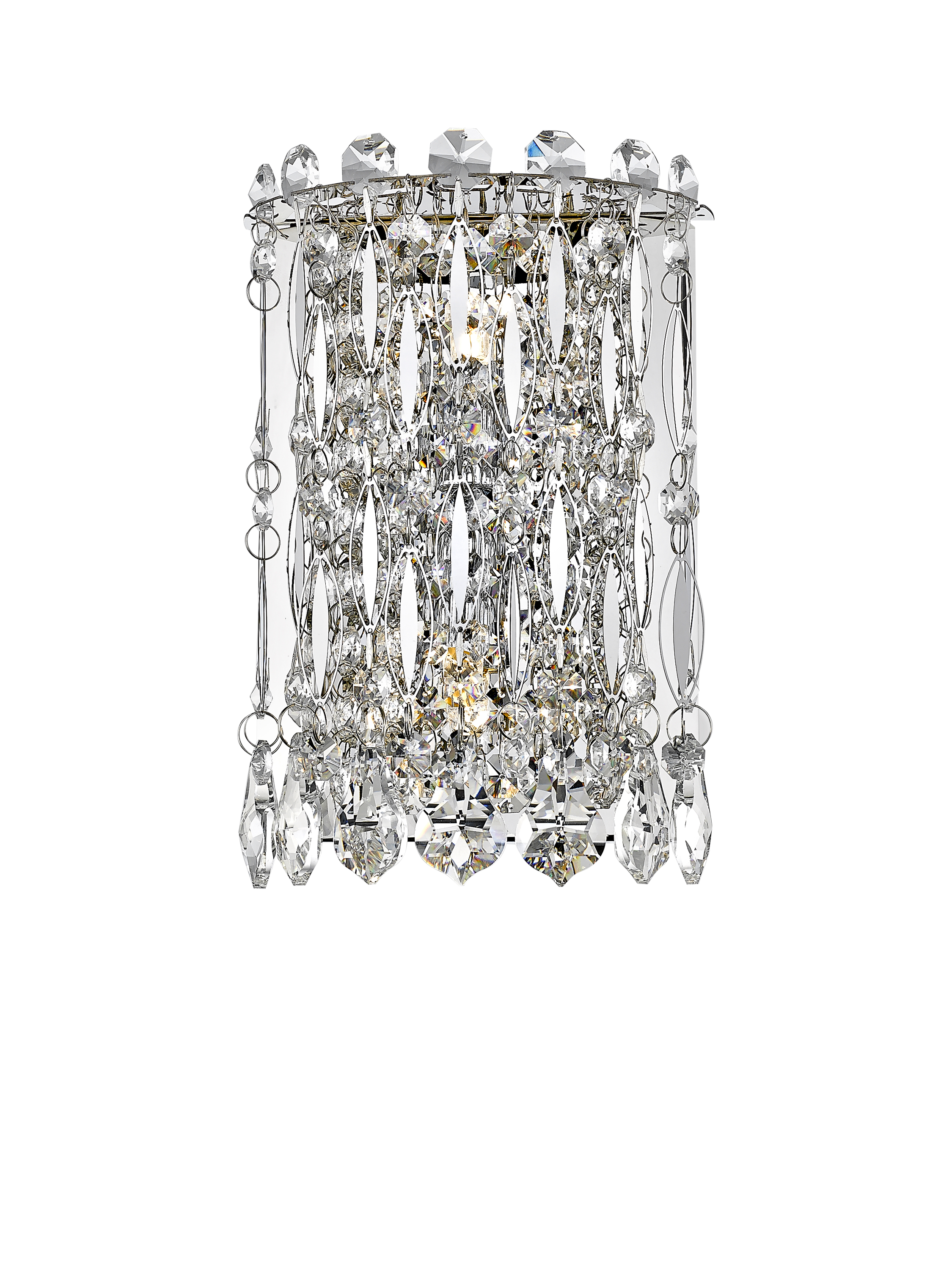 Impex Alita 2 Light Crystal Droplet Wall Light, Chrome