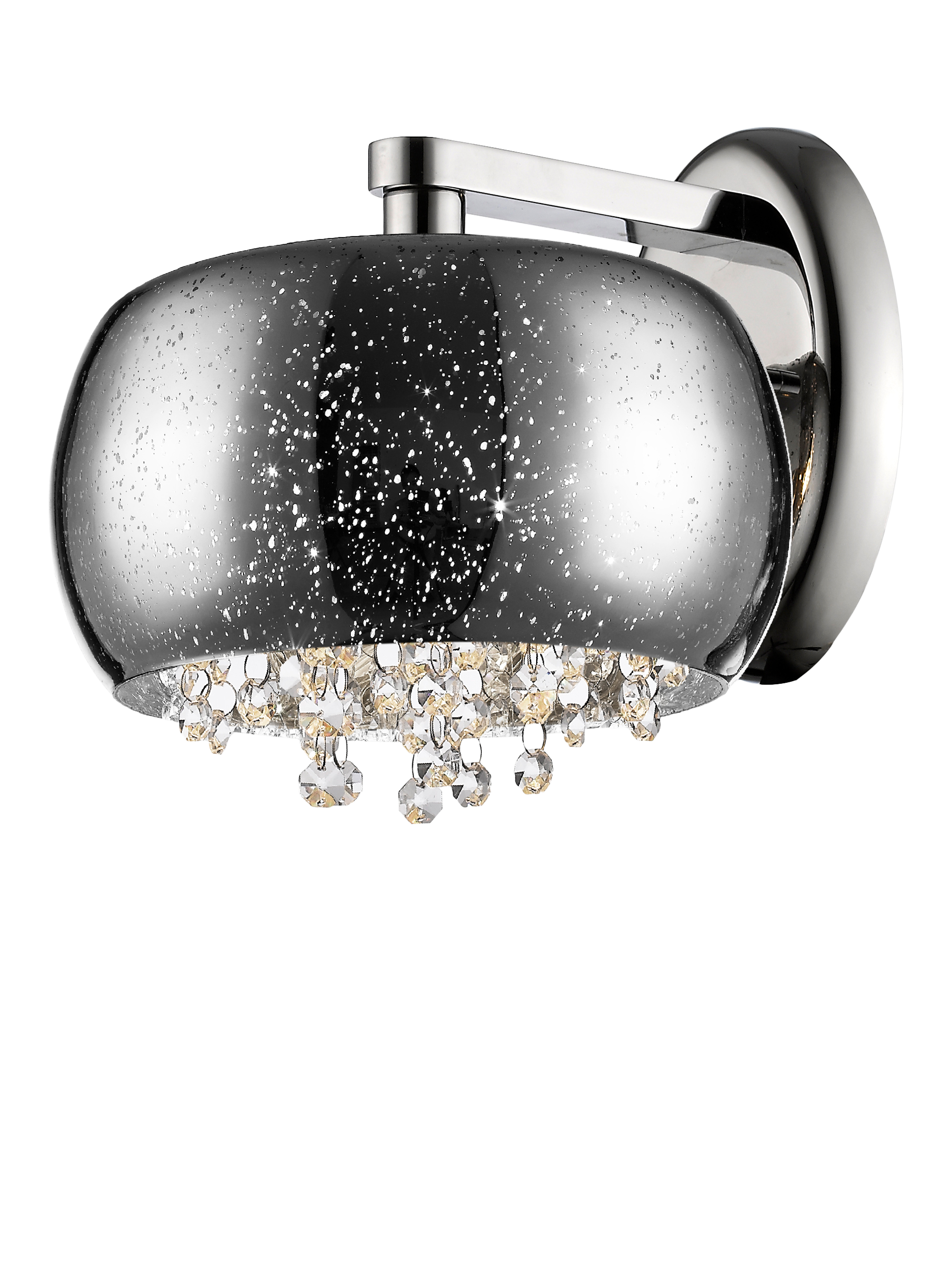 Impex Luna 1 Light Crystal Wall Light, Silver Chrome