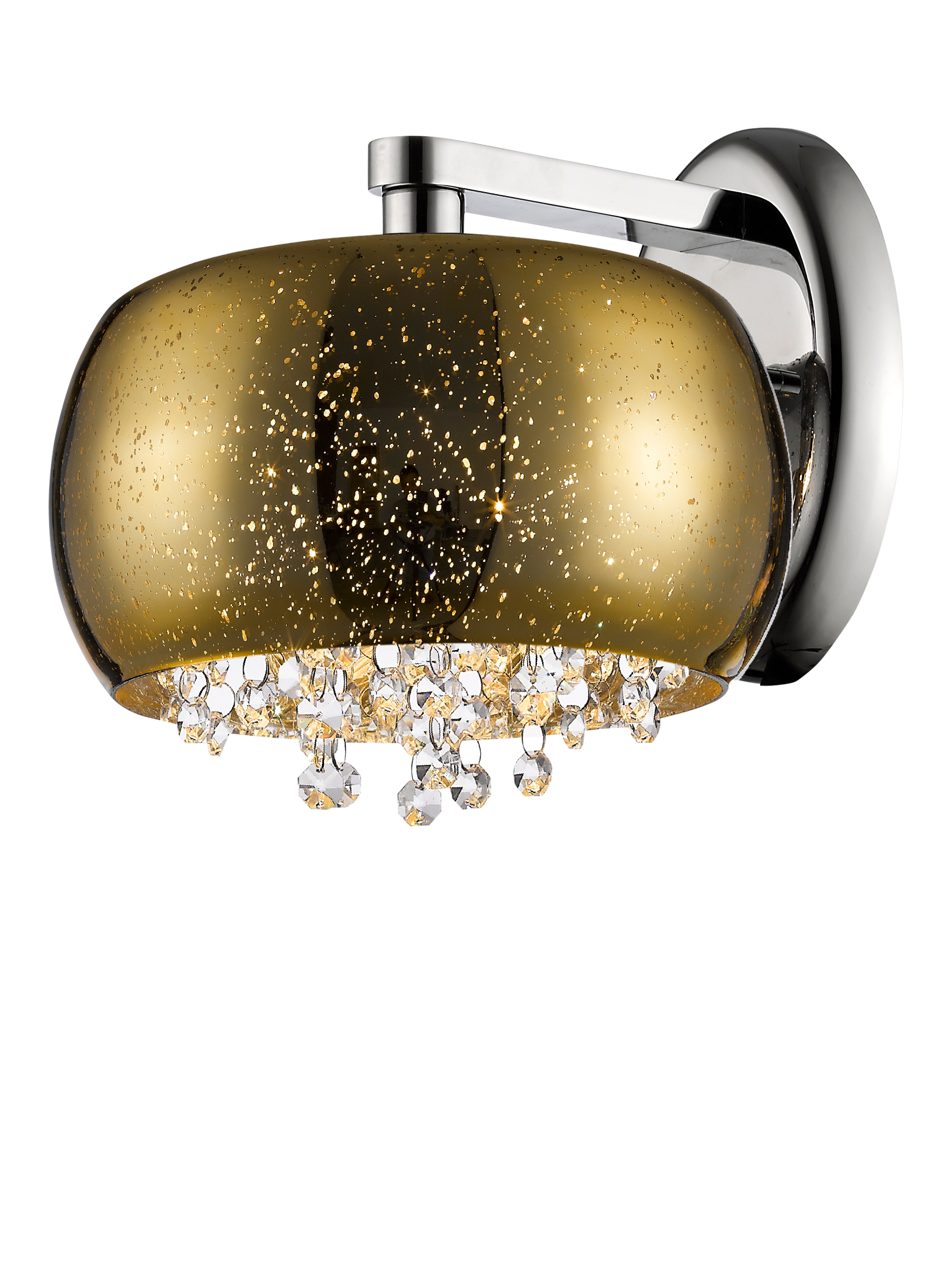 Impex Luna 1 Light Crystal Wall Light, Gold