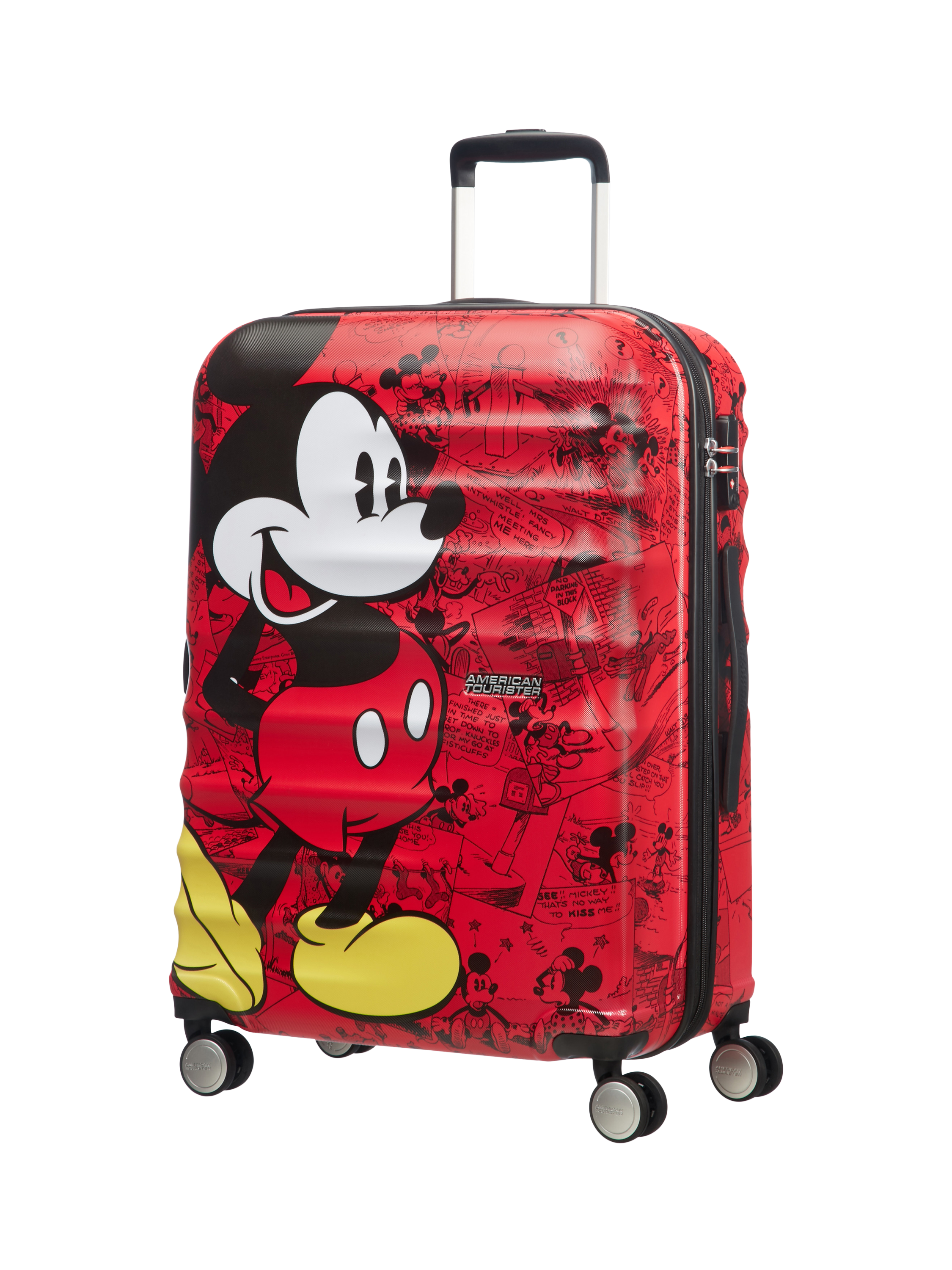 American Tourister Disney Wavebreaker 67cm 4 Wheel Spinner Medium Suitcase, Mickey Comics Red
