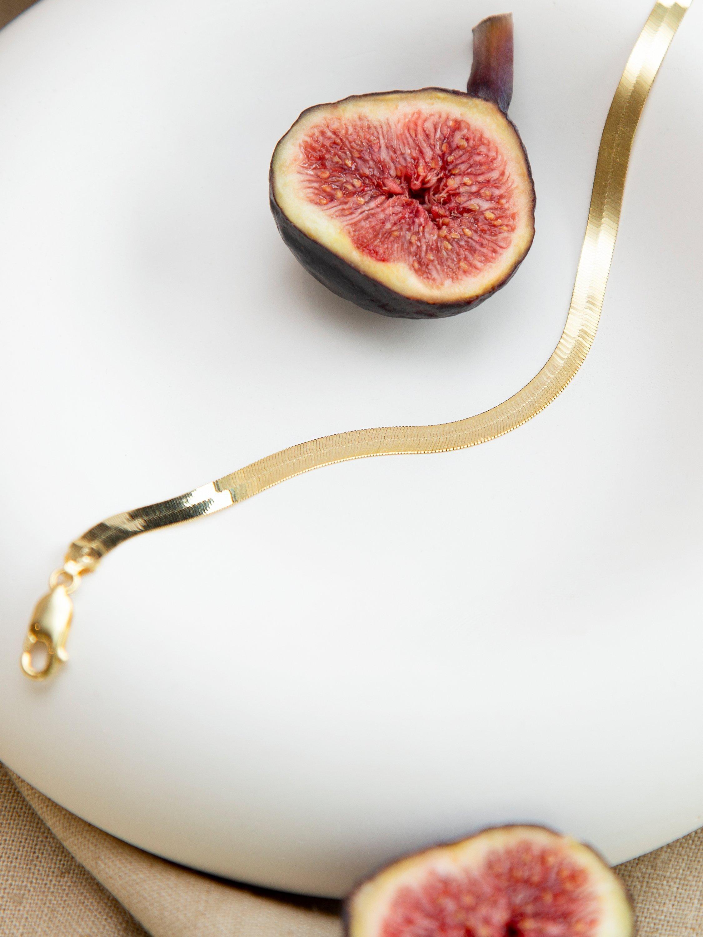 Product image 3 of 5, which shows IBB 18ct Gold Herringbone Chain Bracelet, Gold