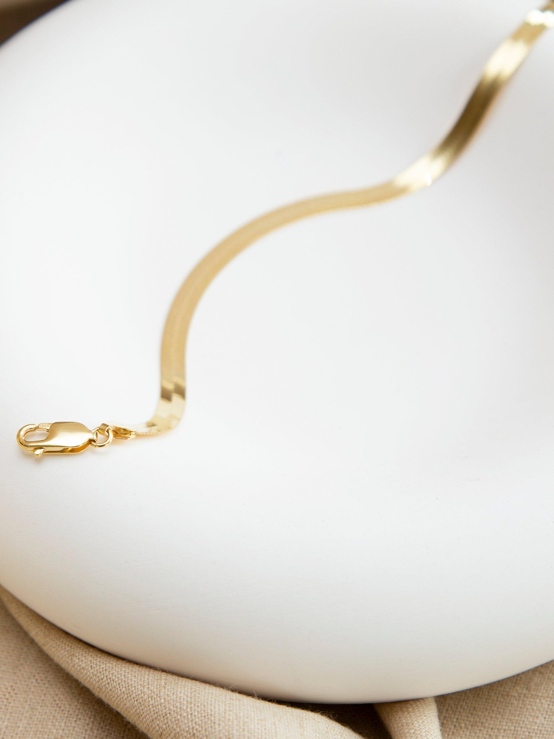 Product image 4 of 5, which shows IBB 18ct Gold Herringbone Chain Bracelet, Gold