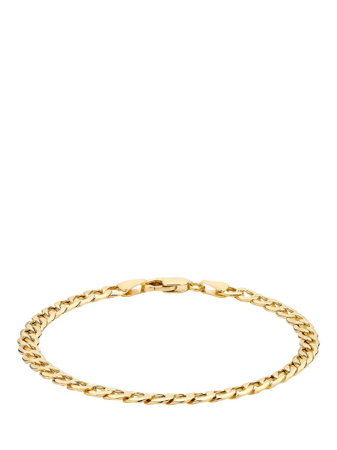 Product image 1 of 4, which shows IBB 18ct Gold Hollow Six Sided Curb Chain Bracelet, Gold