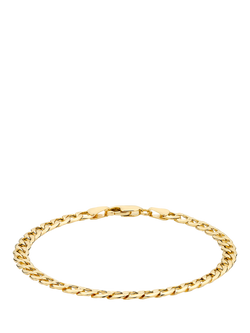 IBB 18ct Gold Hollow Six Sided Curb Chain Bracelet, Gold, Gold