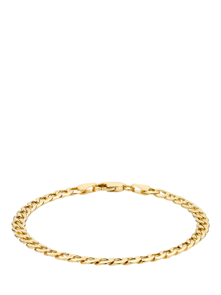 IBB 18ct Gold Hollow Six Sided Curb Chain Bracelet, Gold, Gold