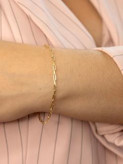 IBB 18ct Gold Paper Chain Bracelet, Gold - view 2, Gold