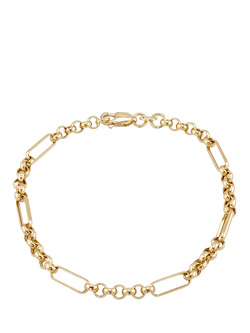 IBB 18ct Gold Hollow Figabelcher Albert Bracelet, Gold, Gold