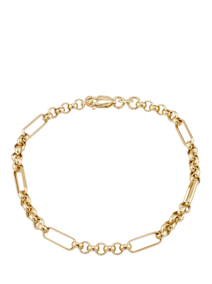 IBB 18ct Gold Hollow Figabelcher Albert Bracelet, Gold, Gold