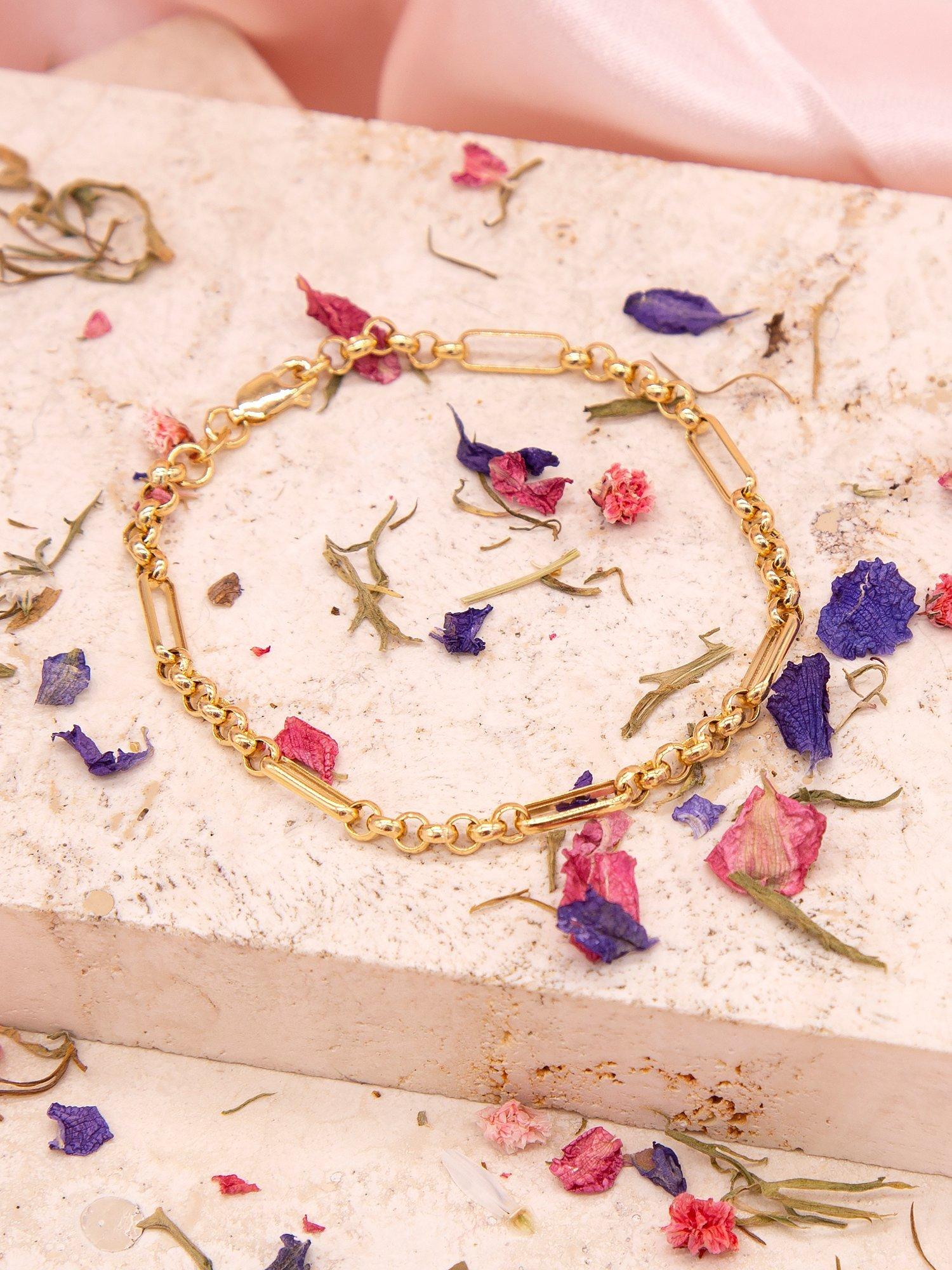 Product image 3 of 5, which shows IBB 18ct Gold Hollow Figabelcher Albert Bracelet, Gold