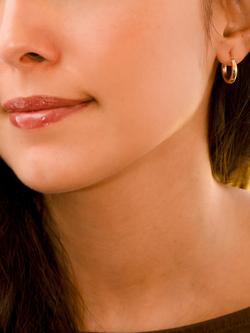 IBB 18ct Gold Creole Hoop Earrings, Gold - view 2, Gold