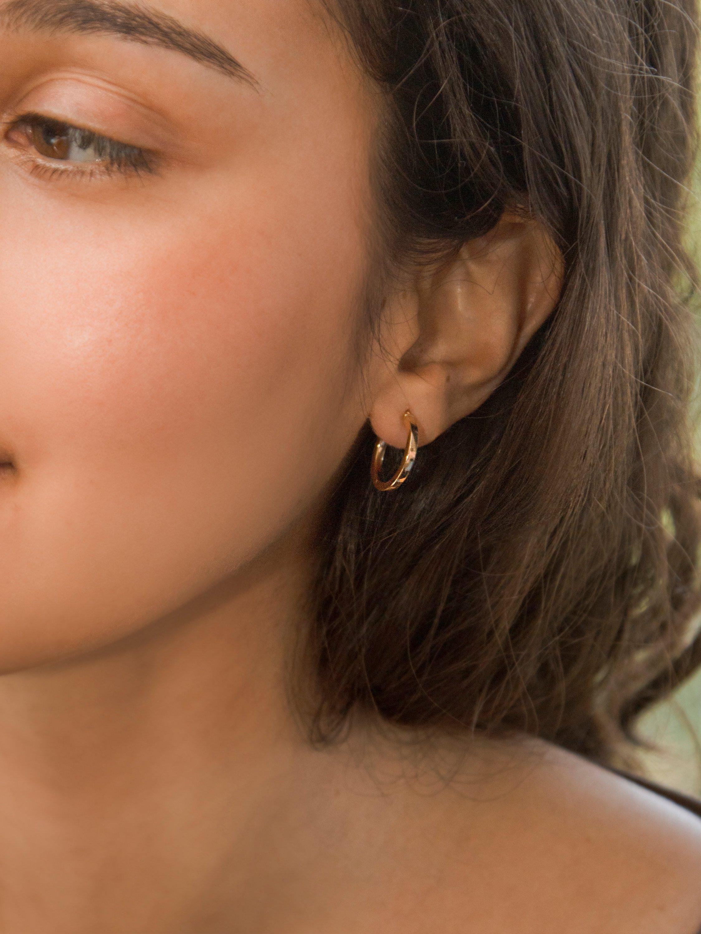 Product image 2 of 5, which shows IBB 18ct Gold Creole Hoop Earrings, Gold