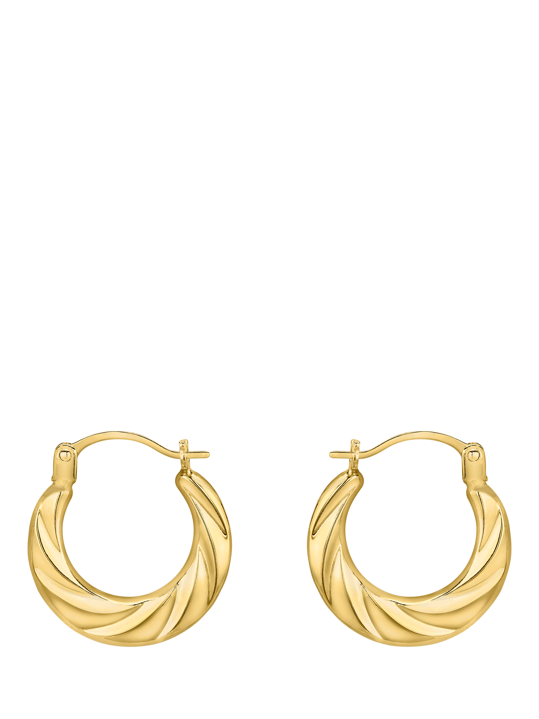 Product image 1 of 5, which shows IBB 18ct Gold Twist Creole Hoop Earrings, Gold