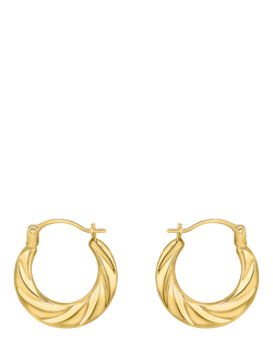 IBB 18ct Gold Twist Creole Hoop Earrings, Gold, Gold