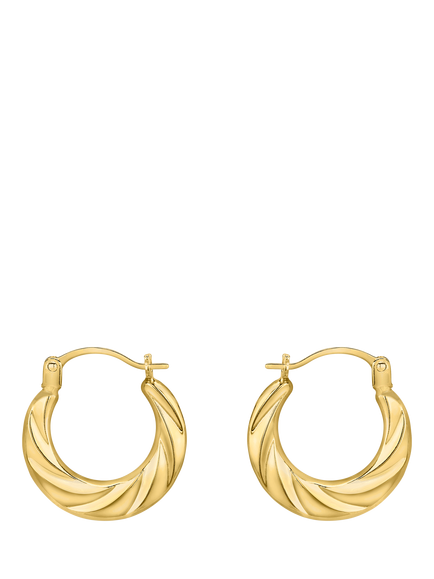 IBB 18ct Gold Twist Creole Hoop Earrings, Gold, Gold