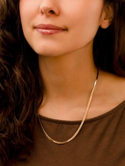 IBB 18ct Gold Herringbone Chain Necklace, Gold - view 2, Gold