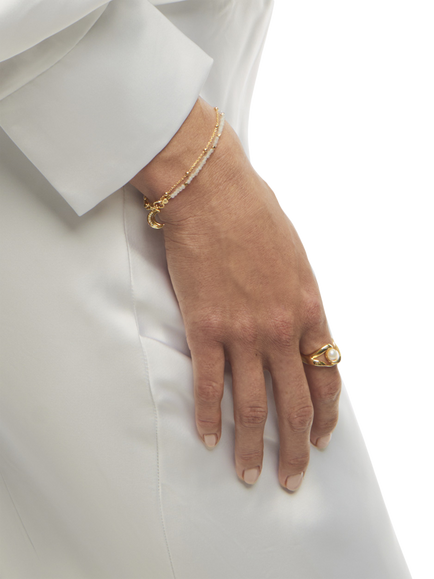 Astley Clarke Fine Biography Moonstone Moon Bracelet, Gold - view 2, Gold