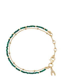 Astley Clarke Fine Biography Malachite Wishbone Bracelet, Gold, Gold