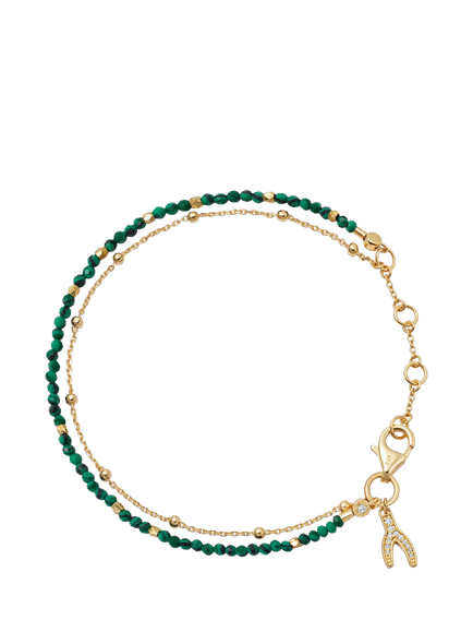 Astley Clarke Fine Biography Malachite Wishbone Bracelet, Gold, Gold