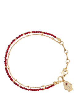 Astley Clarke Biography Carnelian Beaded Double Row Bracelet, Gold/Red, Gold/Red