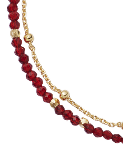 Astley Clarke Biography Carnelian Beaded Double Row Bracelet, Gold/Red - view 2, Gold/Red