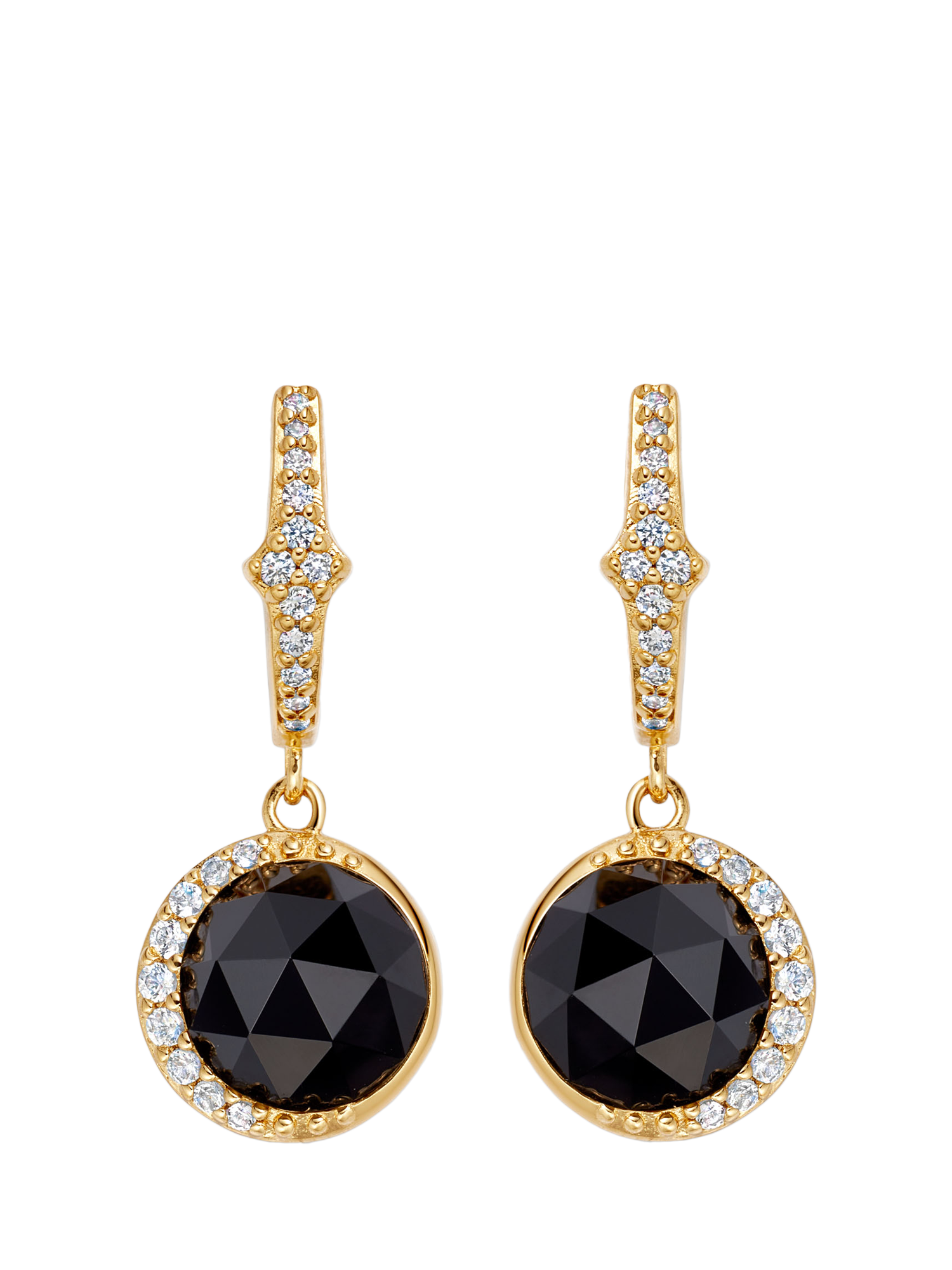 Product image 1 of 4, which shows Astley Clarke Luna Black Onyx Drop Earrings, Gold