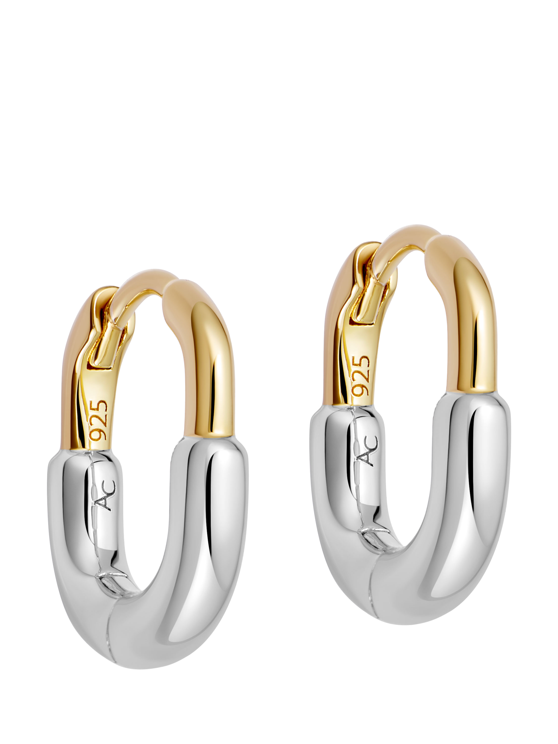 Product image 1 of 4, which shows Astley Clarke Aurora U-Hoop Huggie Earrings, Silver/Gold