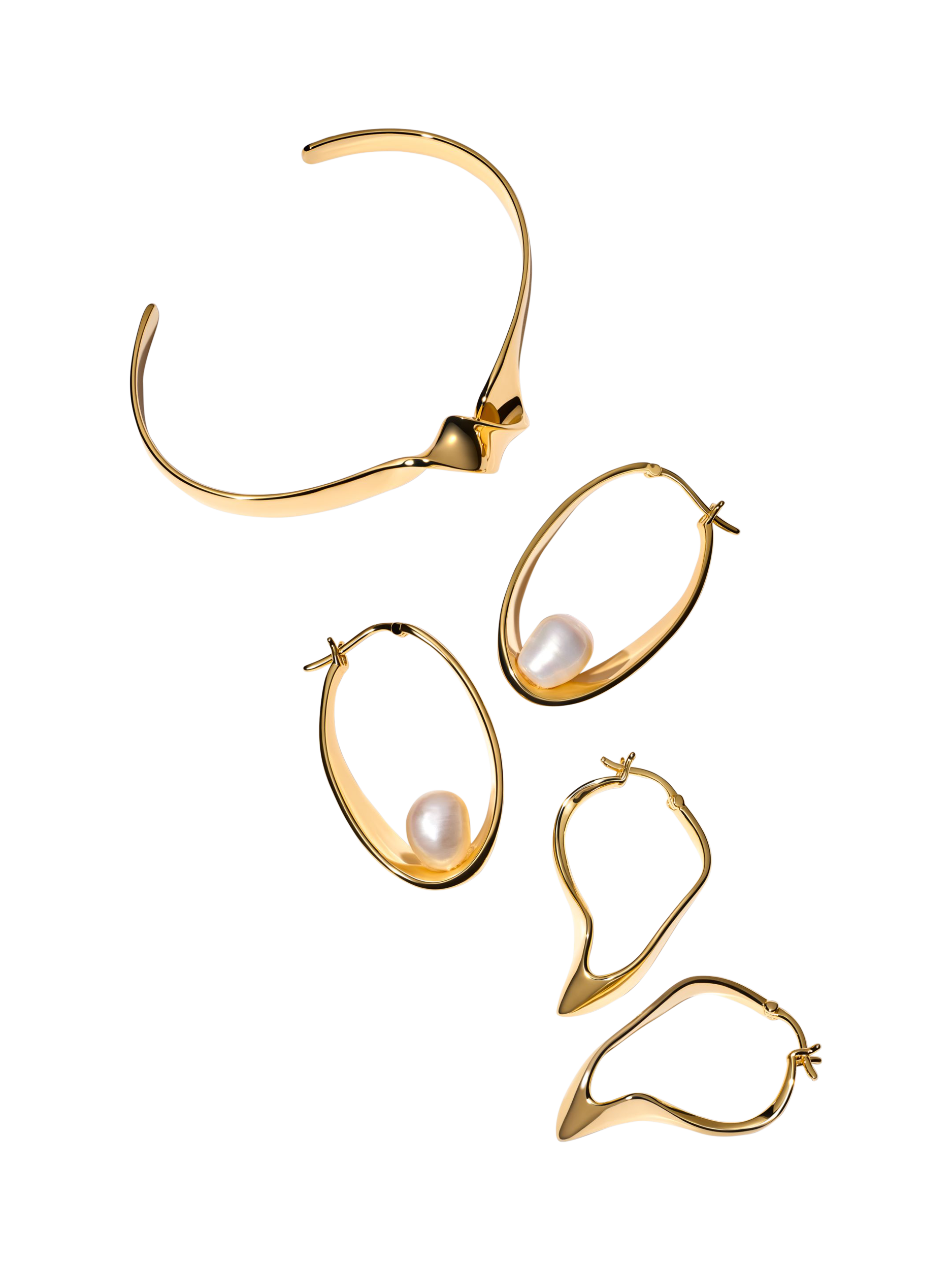 Product image 3 of 3, which shows Astley Clarke Floe Pearl Hoop Earrings, Gold