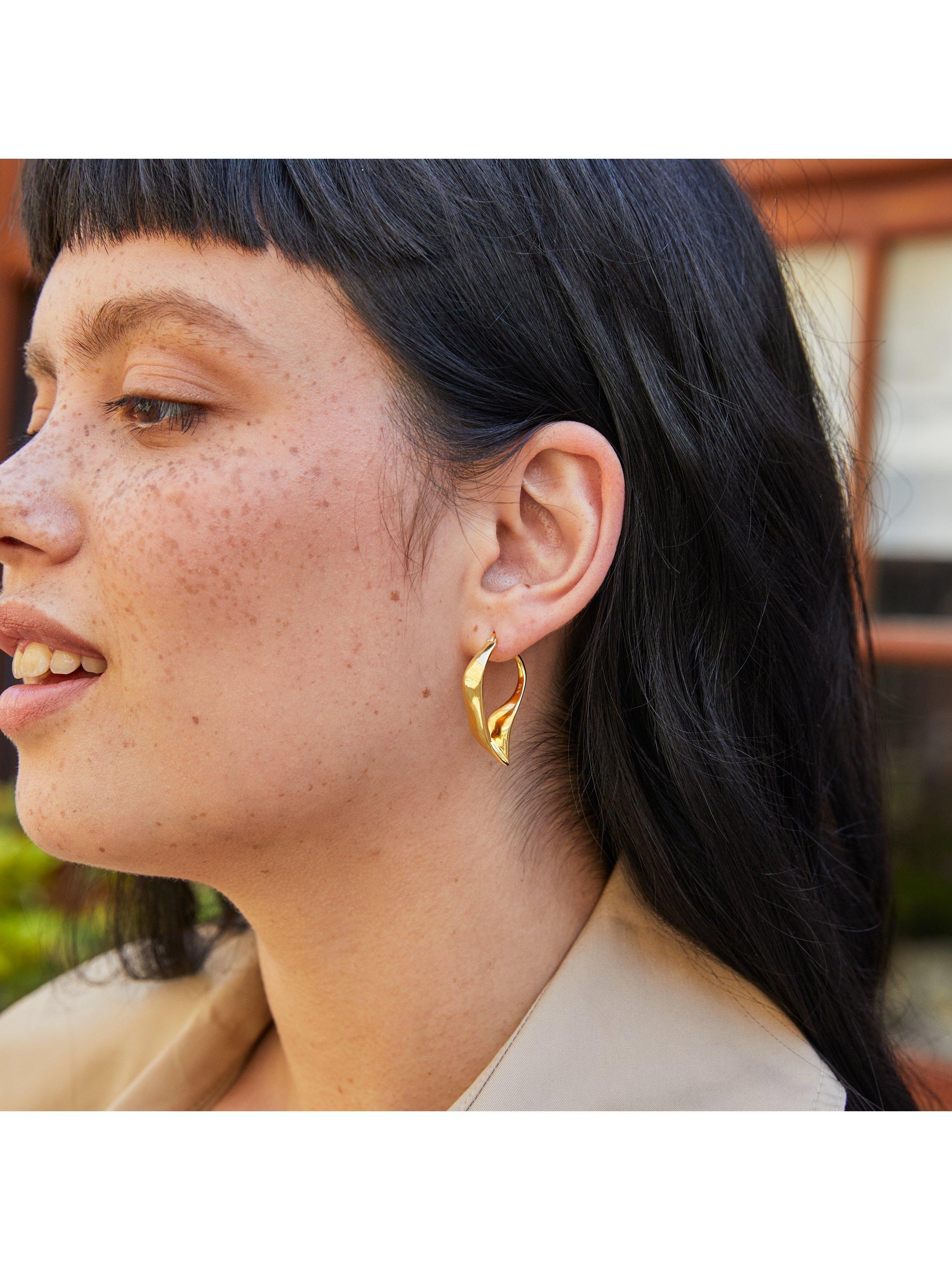 Product image 2 of 4, which shows Astley Clarke Floe Hoop Earrings, Gold