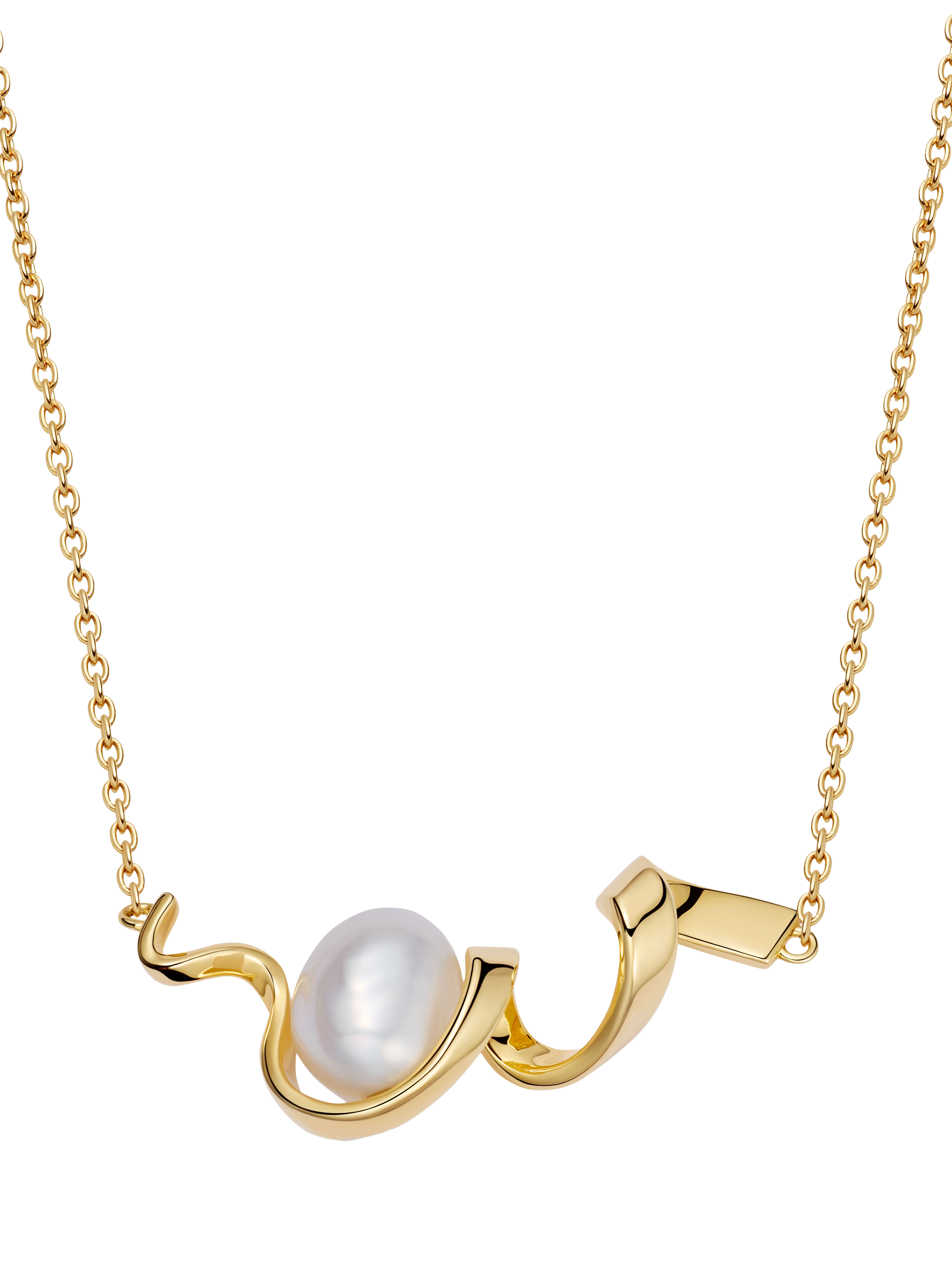 Product image 1 of 4, which shows Astley Clarke Freshwater Pearl Spiral Necklace, Gold