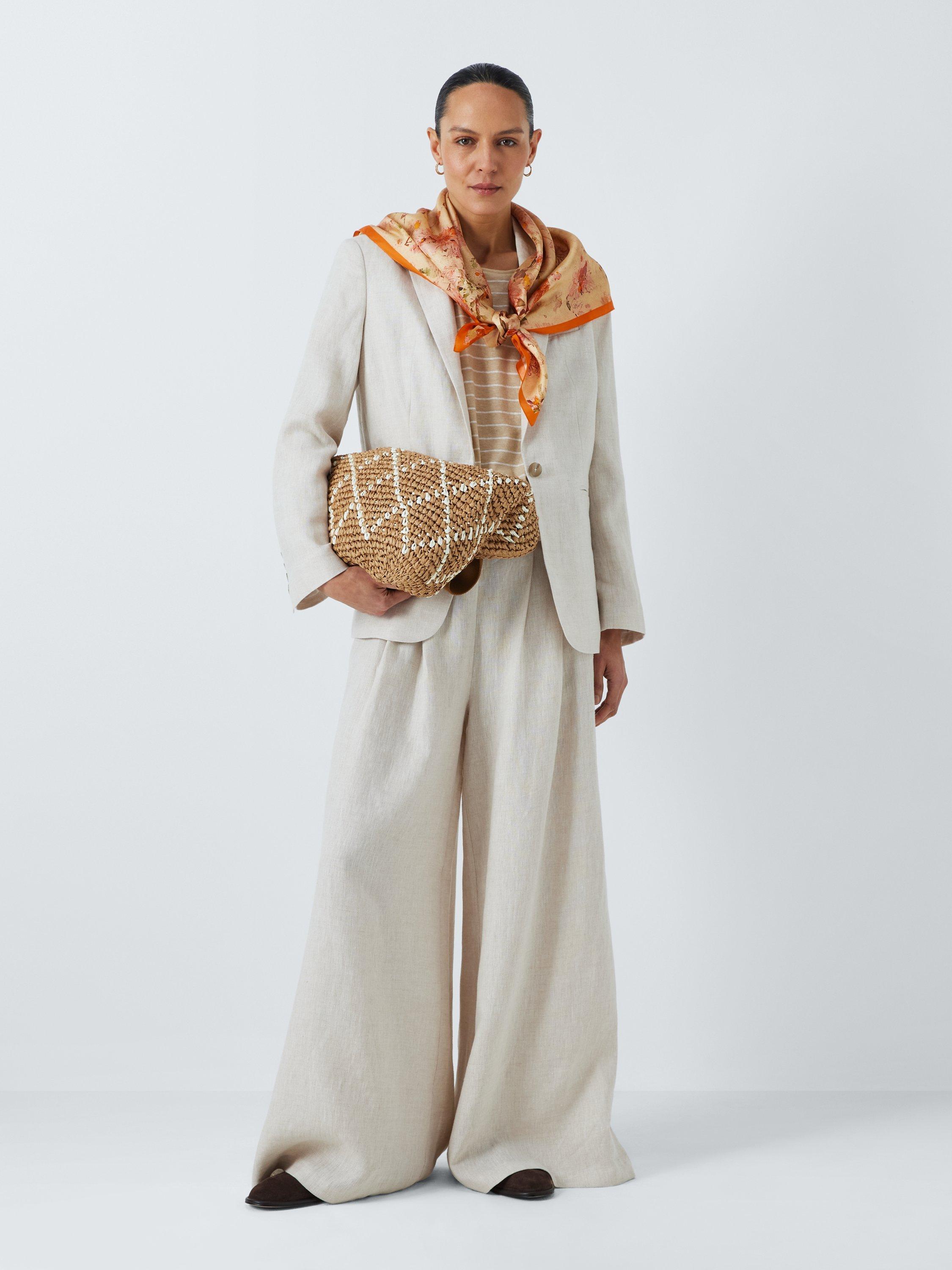 Product image 5 of 6, which shows John Lewis Woven Silk Floral Square Scarf, Orange