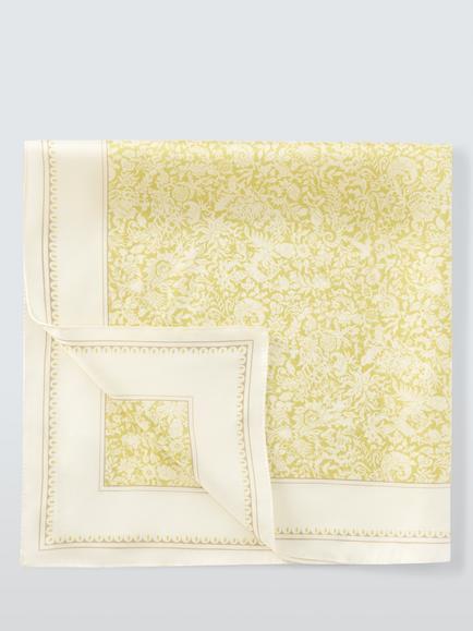 John Lewis Woven Silk Floral Leaf Square Scarf, Pistacio - view 2, Pistacio