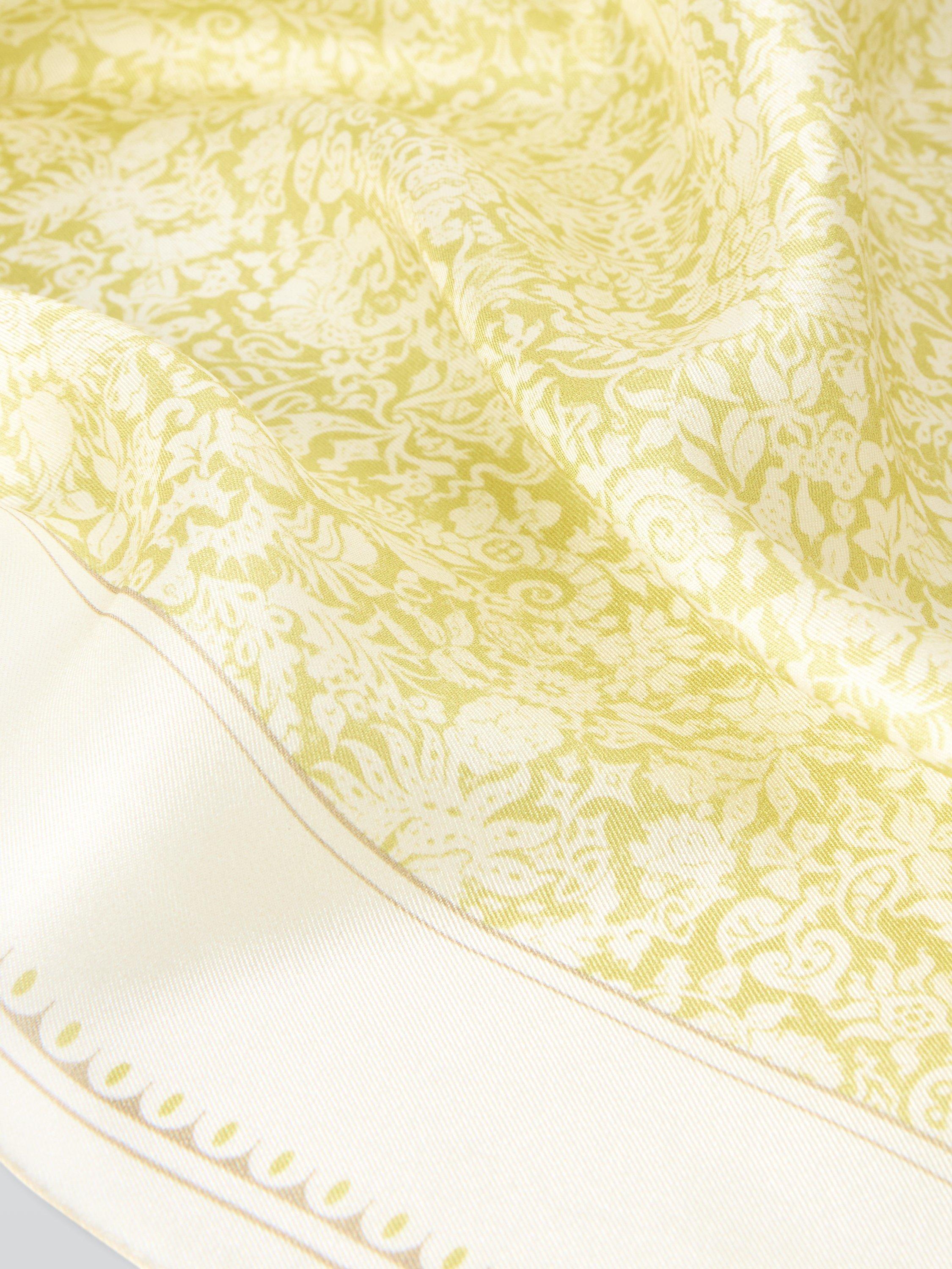 Product image 3 of 6, which shows John Lewis Woven Silk Floral Leaf Square Scarf, Pistacio