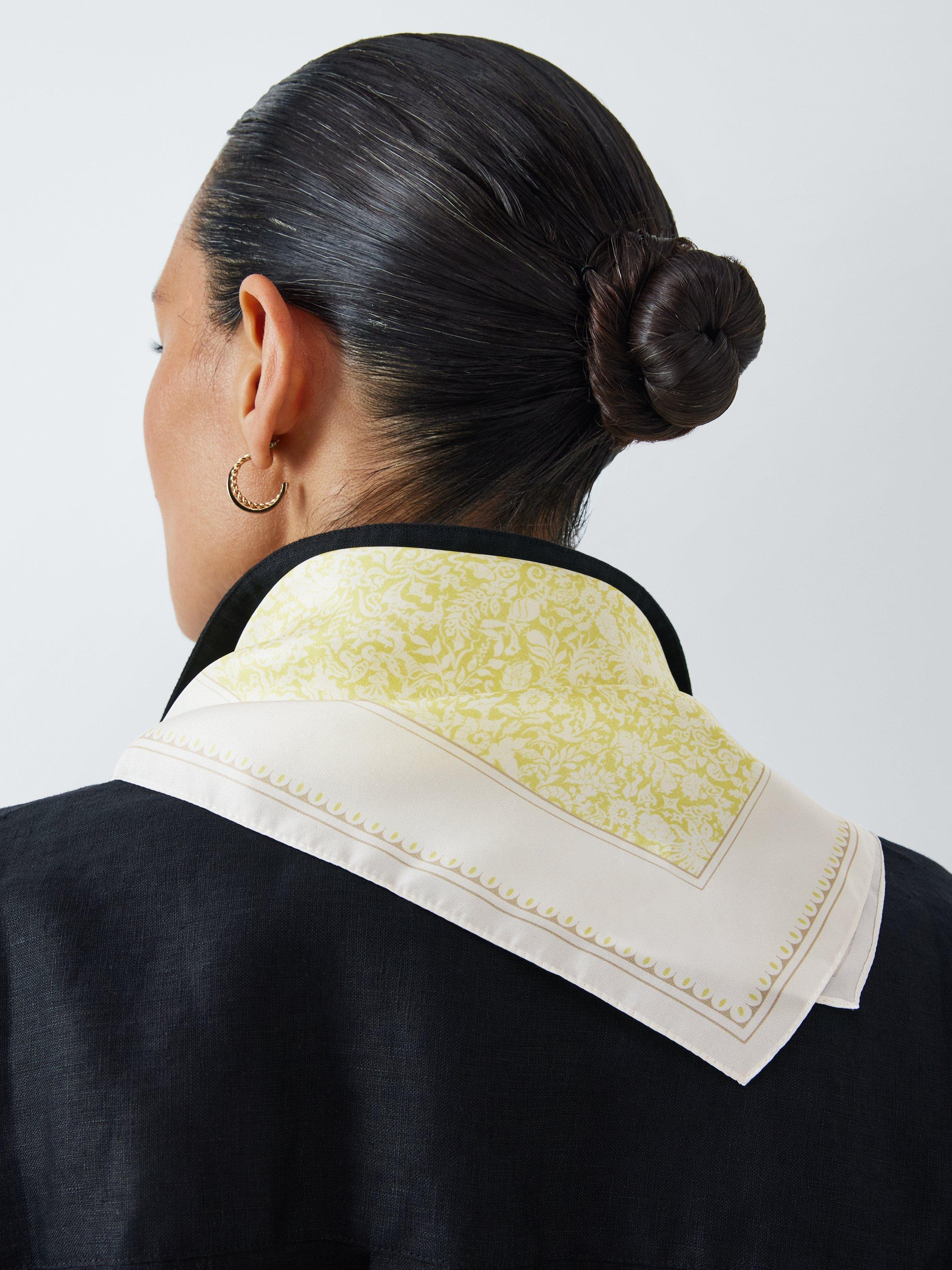 Product image 6 of 6, which shows John Lewis Woven Silk Floral Leaf Square Scarf, Pistacio