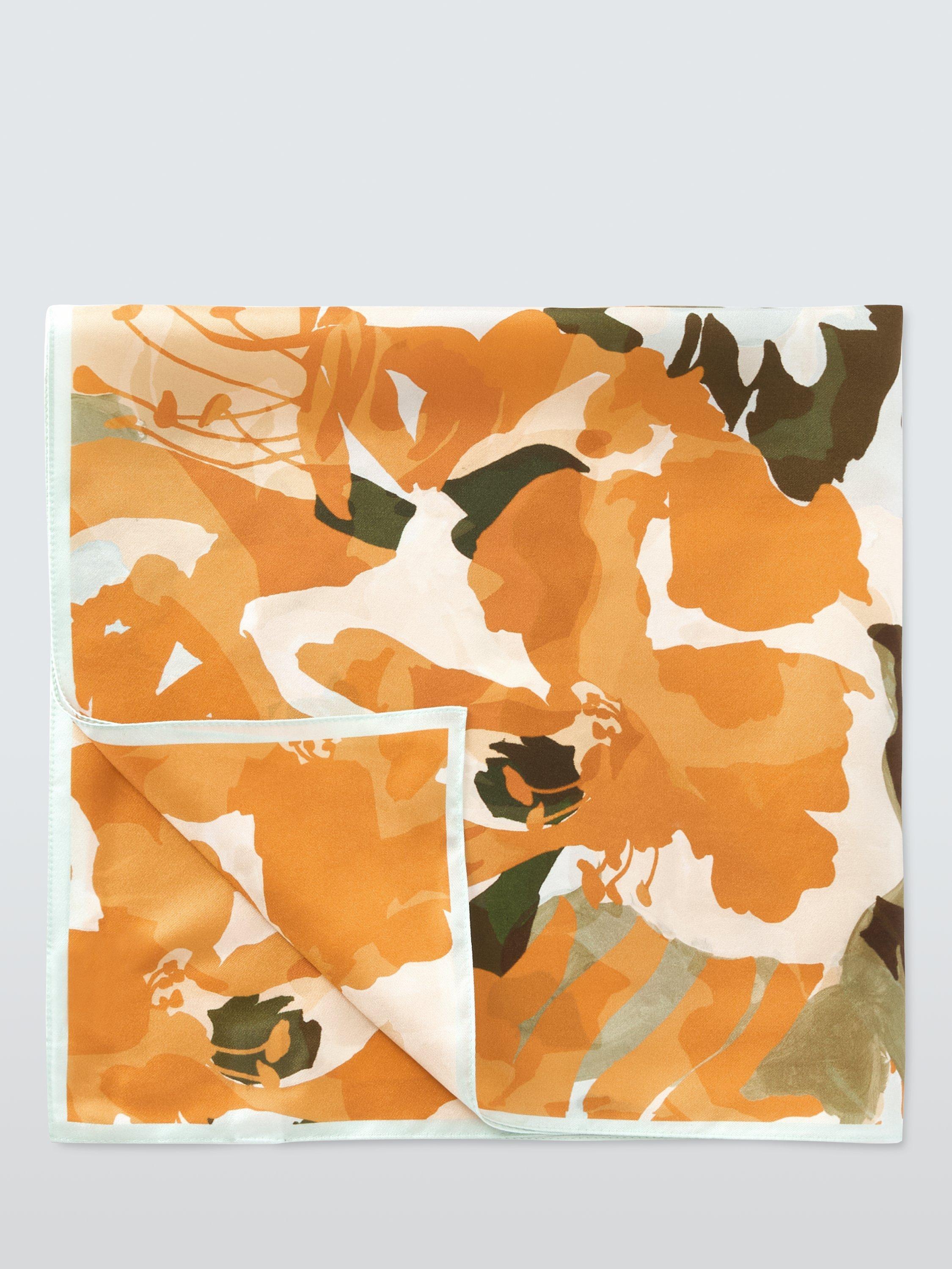 Product image 4 of 5, which shows John Lewis Vita Bloom Woven Silk Square Scarf, Orange