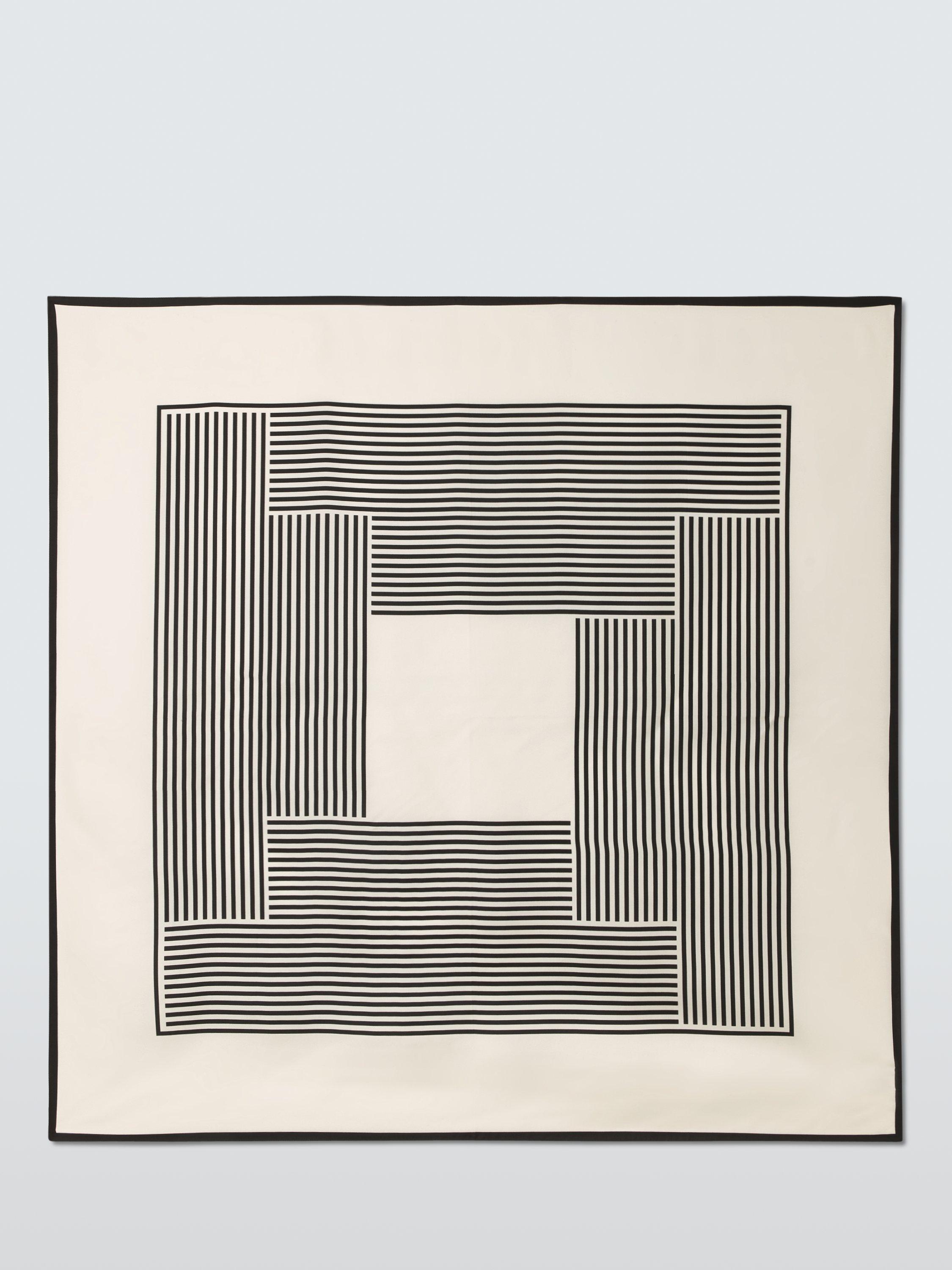 Product image 2 of 5, which shows John Lewis Vita Stripe Woven Silk Square Scarf, White/Black