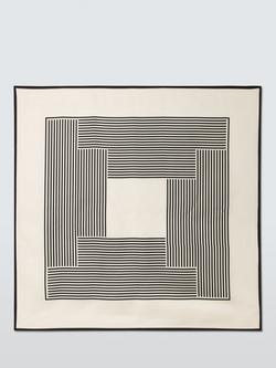 John Lewis Vita Stripe Woven Silk Square Scarf, White/Black - view 2, White/Black