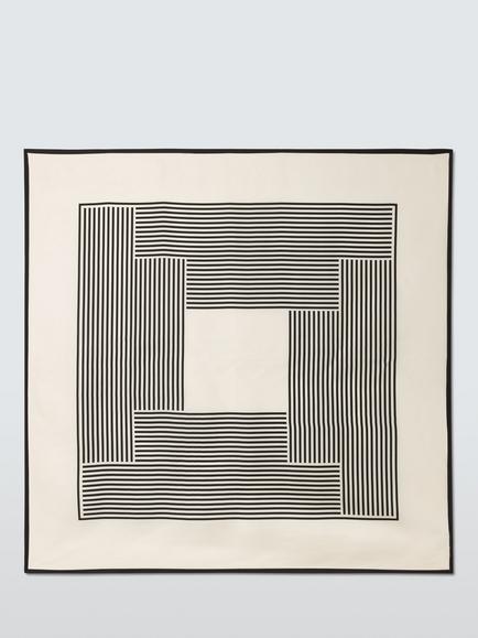 John Lewis Vita Staggered Stripe Print Square Silk Scarf - view 2, White/Black