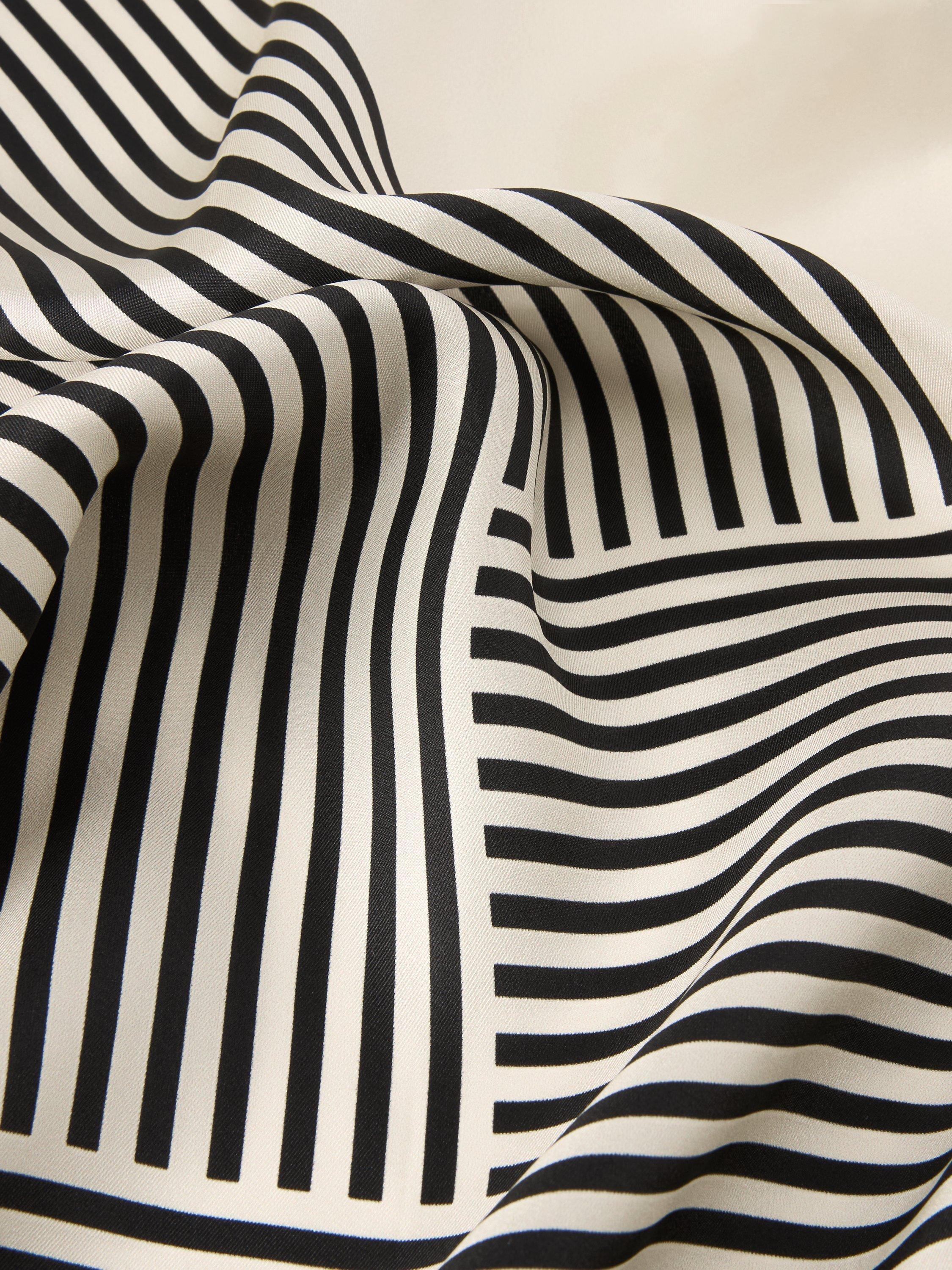 Product image 3 of 5, which shows John Lewis Vita Stripe Woven Silk Square Scarf, White/Black