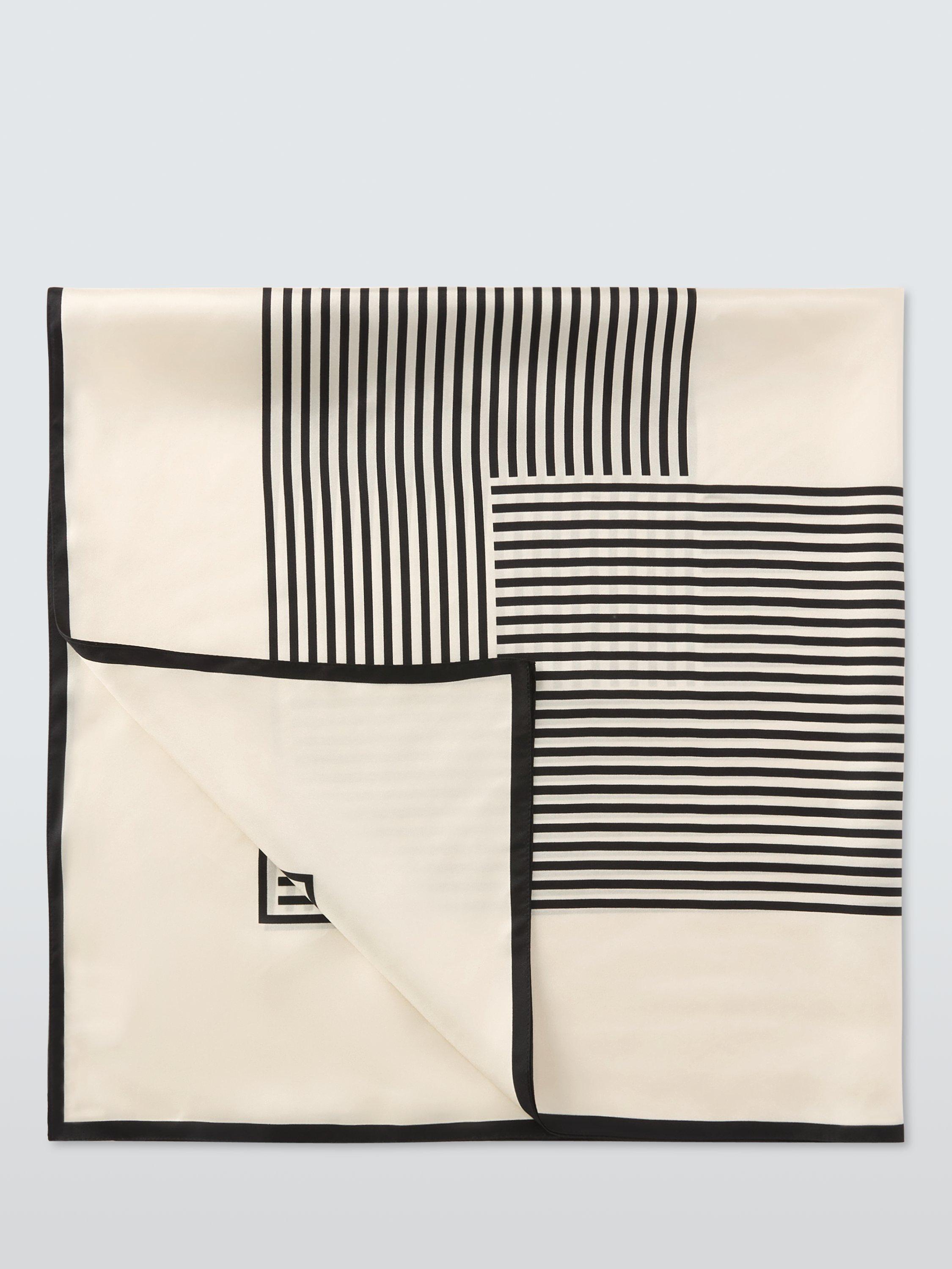 Product image 4 of 5, which shows John Lewis Vita Stripe Woven Silk Square Scarf, White/Black