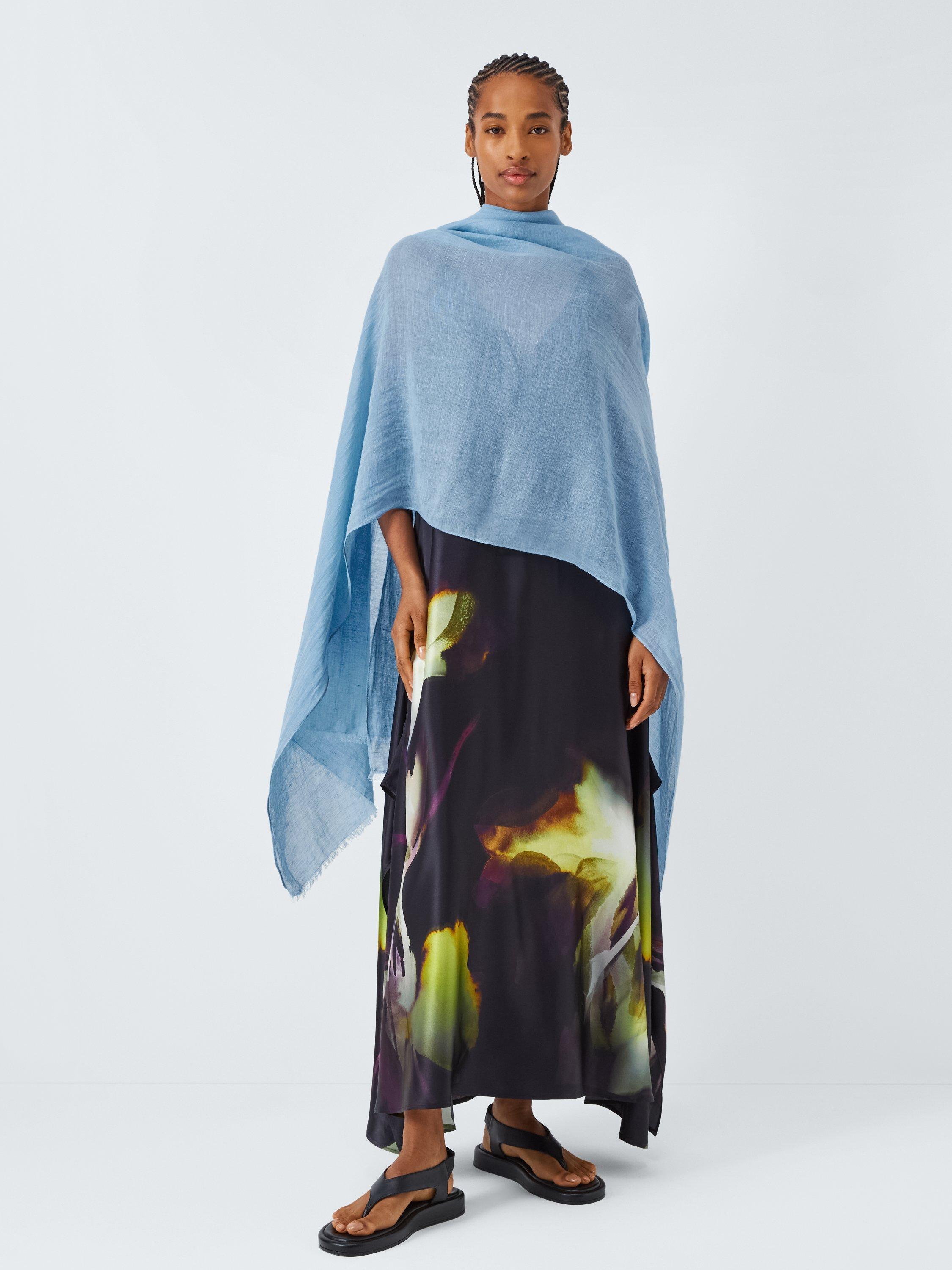 Product image 1 of 5, which shows John Lewis Linen Rich Scarf, Blue