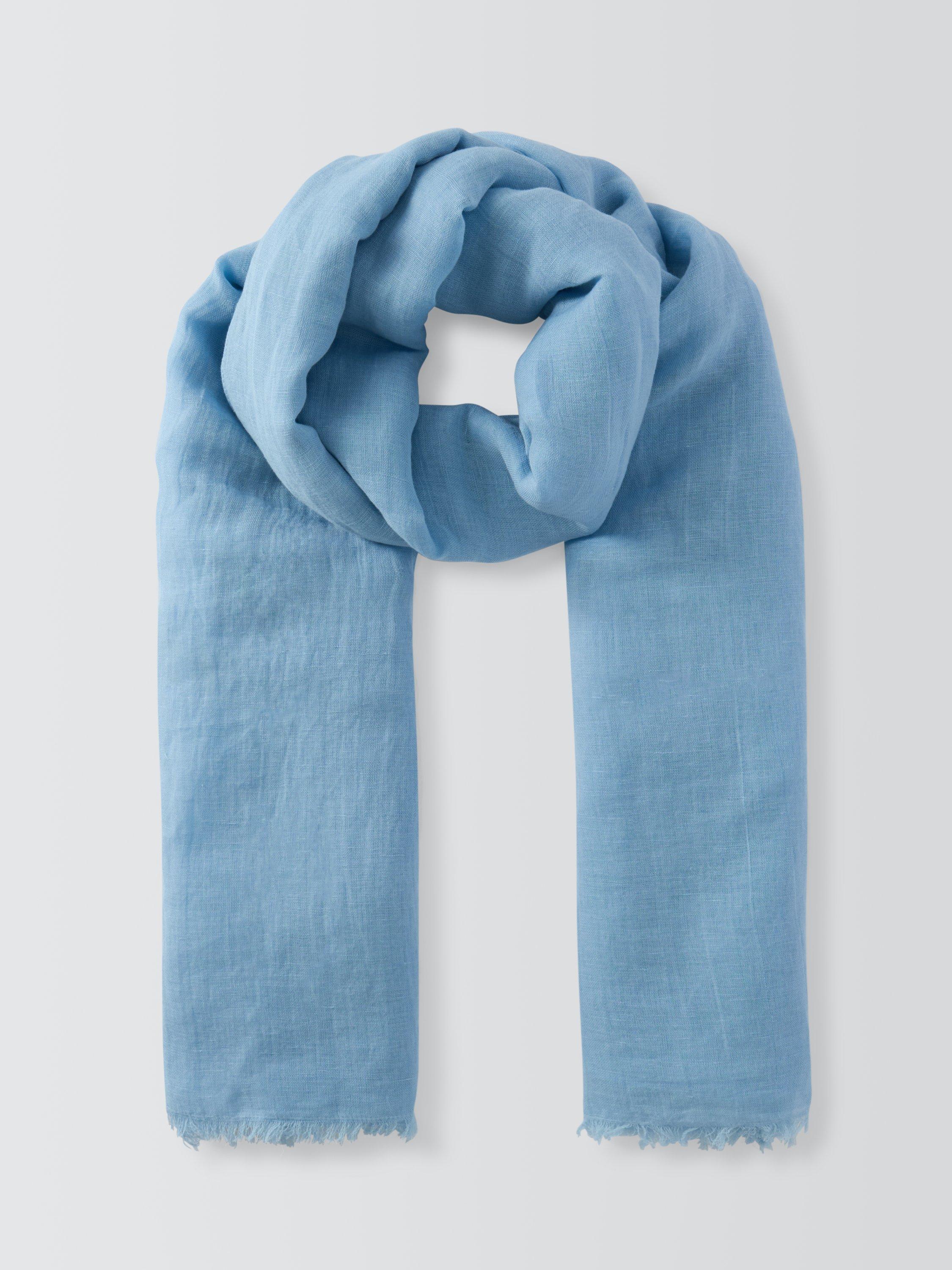 Product image 2 of 5, which shows John Lewis Linen Rich Scarf, Blue