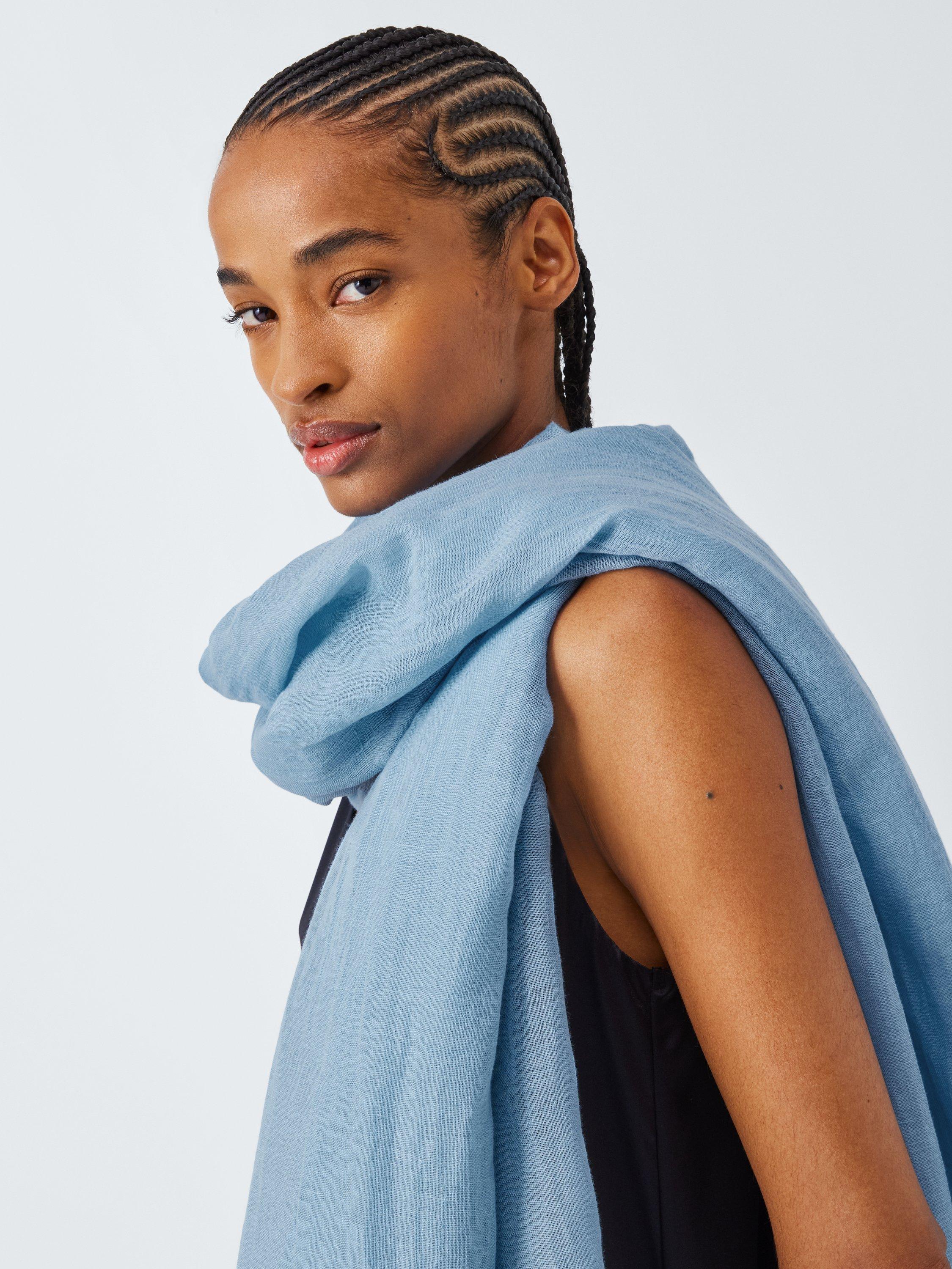 Product image 5 of 5, which shows John Lewis Linen Rich Scarf, Blue