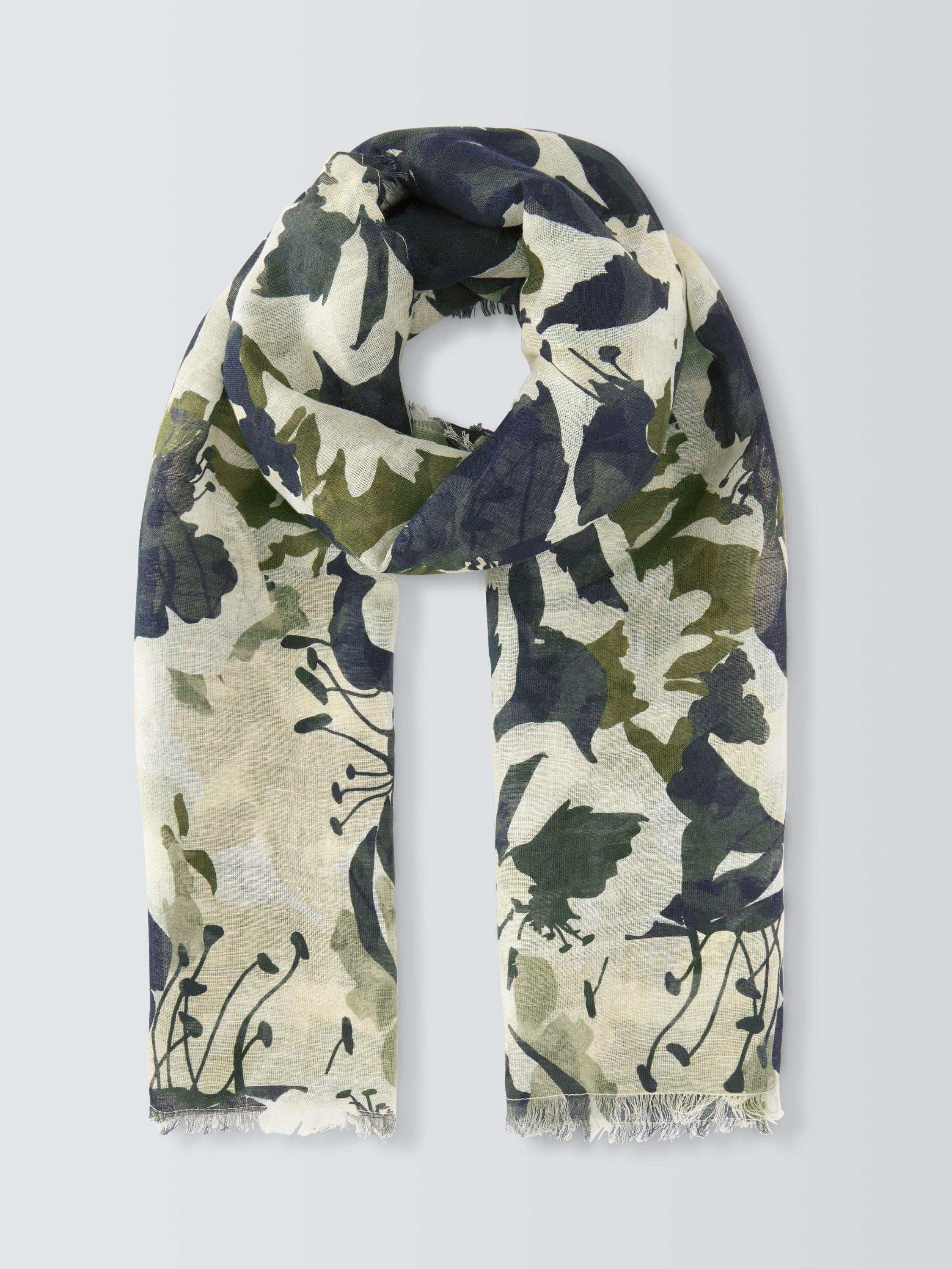 Product image 2 of 5, which shows John Lewis Vita Bloom Linen Rich Scarf, Green