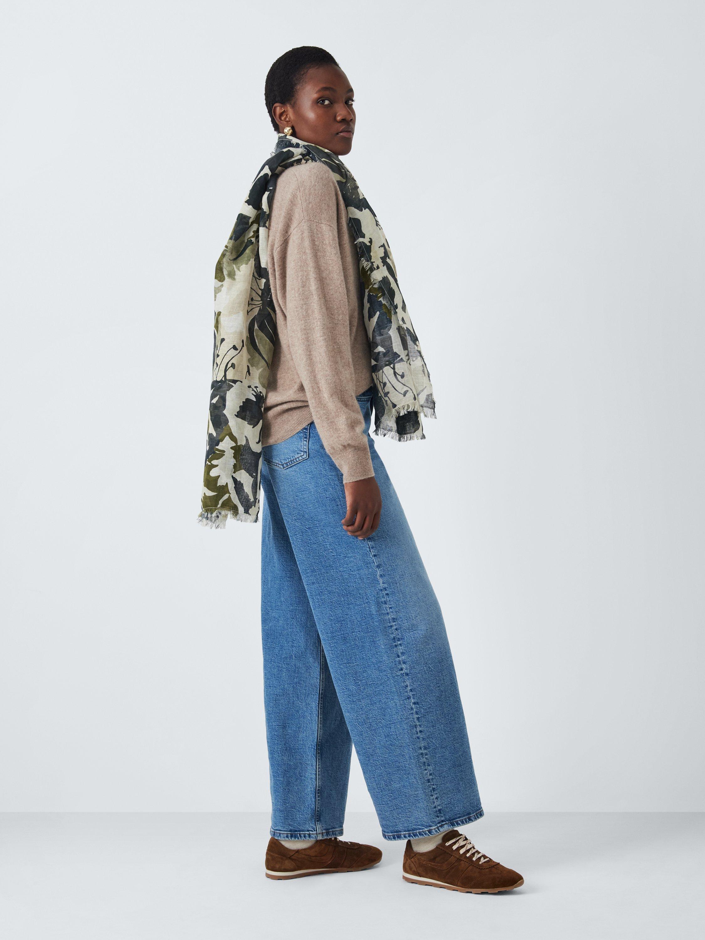 Product image 5 of 5, which shows John Lewis Vita Bloom Linen Rich Scarf, Green