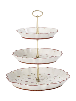 Villeroy & Boch Toy's Delight Porcelain 3 Tier Cake Stand, 30cm, White/Multi, White/Multi