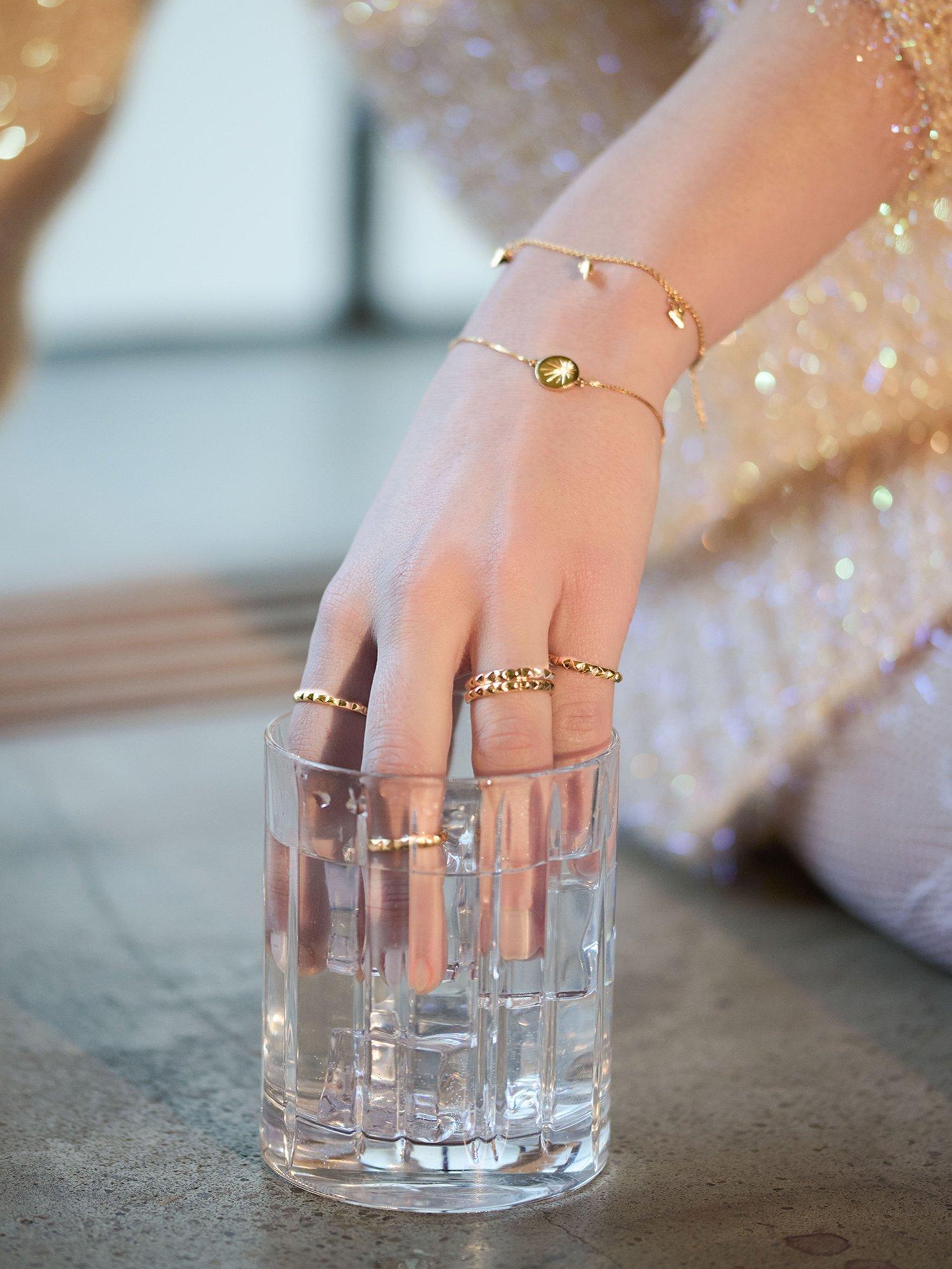 Product image 2 of 4, which shows Rachel Jackson London Personalised White Topaz North Star Chain Bracelet, Gold