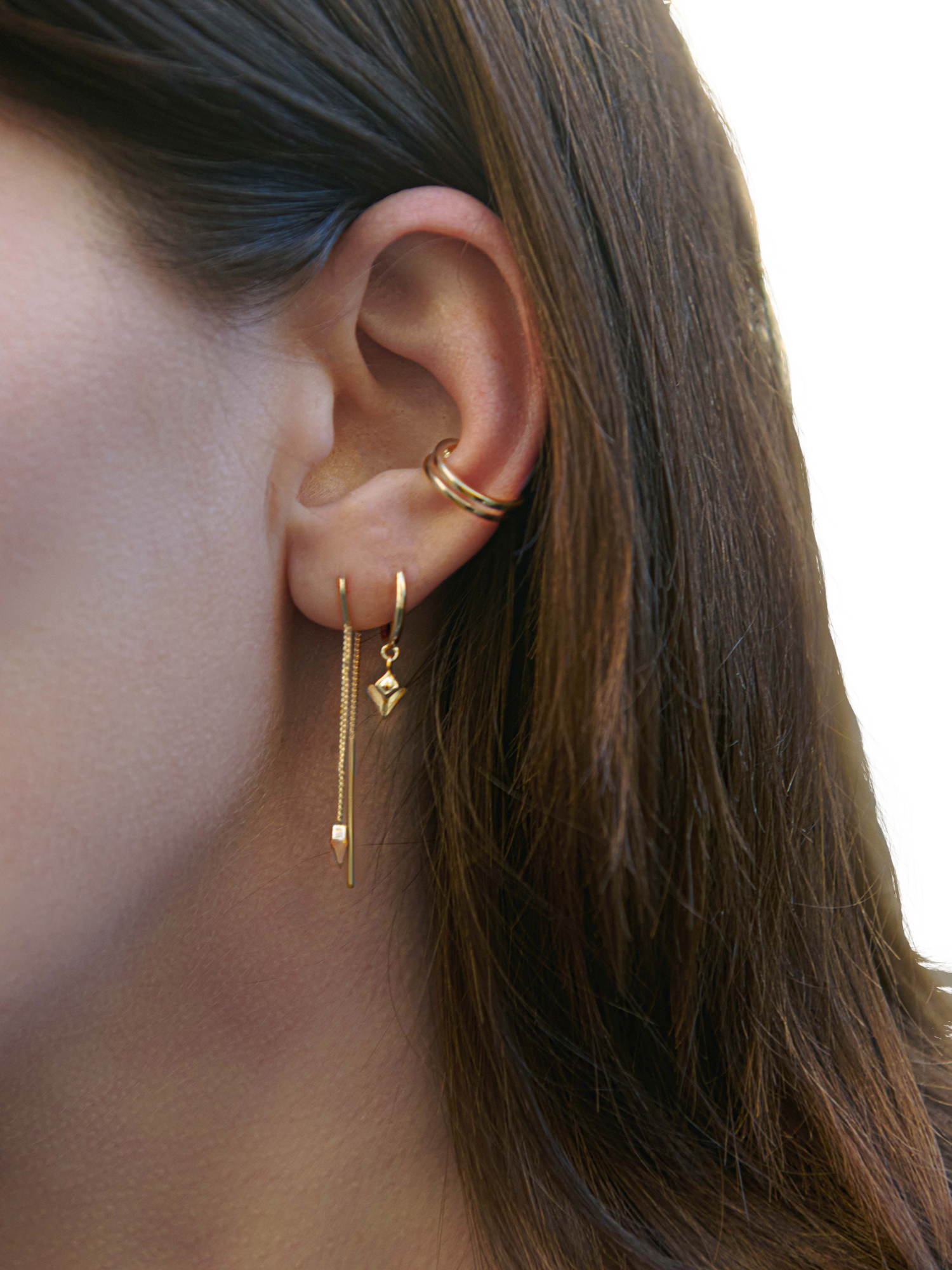Product image 2 of 3, which shows Rachel Jackson London Arrow Spike Threader Earrings, Gold