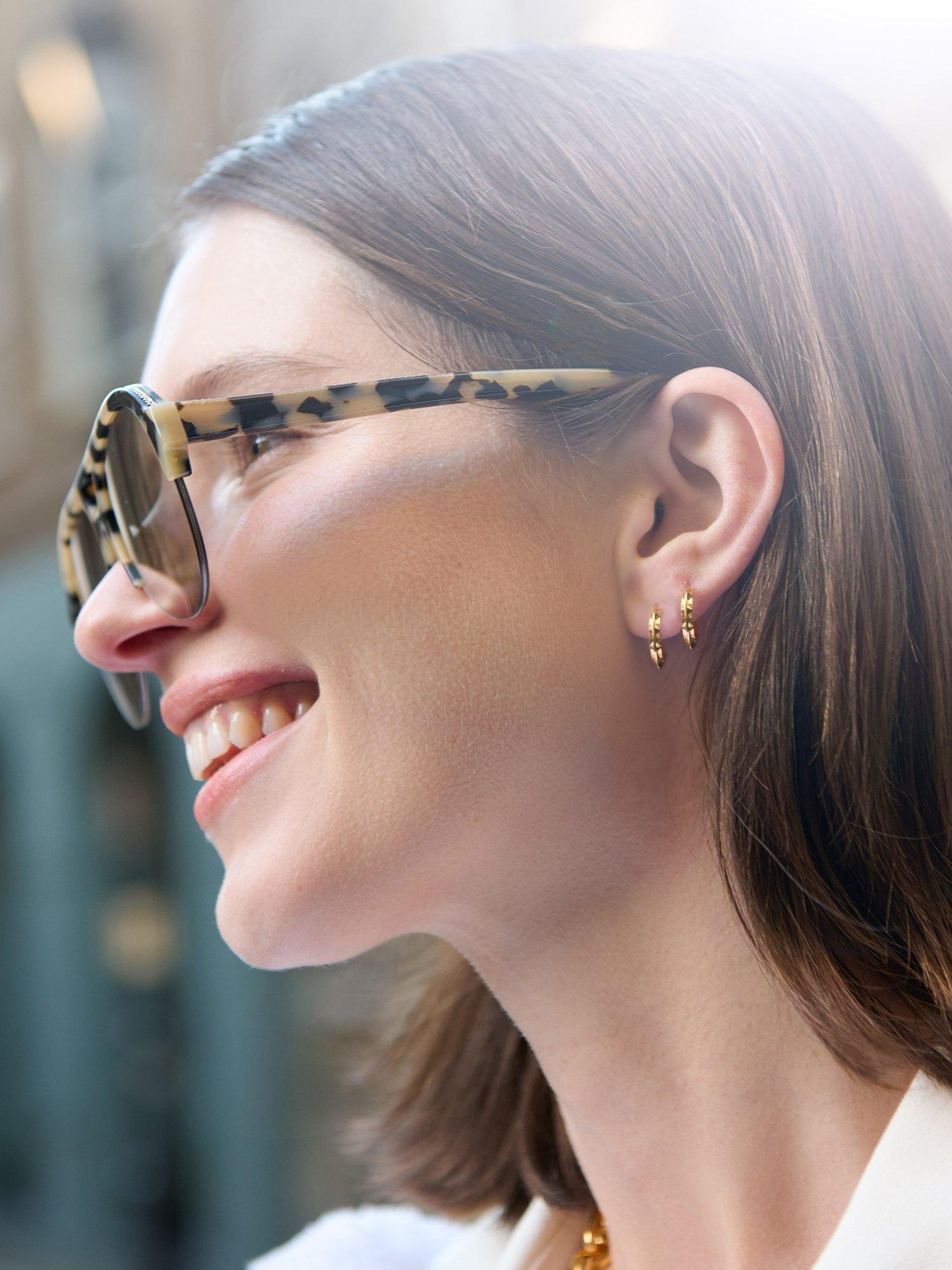 Product image 2 of 4, which shows Rachel Jackson London Mini Arrow Spike Demi Hoop Earrings, Gold